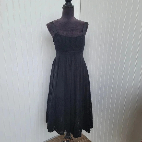 Catherine Malandrino Dress Knit Sleveless Black Ribbed Stretch Padded Bust Sz 4 - Picture 1 of 13